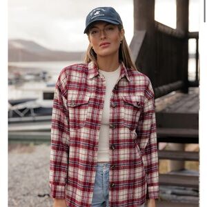 Roolee Red and White Plaid Button Down Shirt